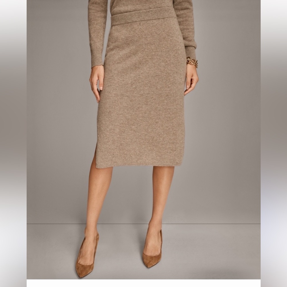 New Donna Karan Brown Pencil Skirt cashmere size L